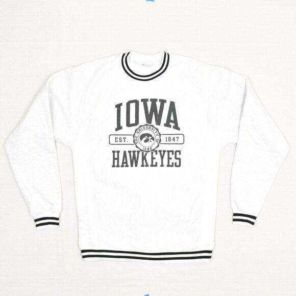 Champion Sweaters - Champion Men Iowa Hawkeyes Pullover Sweater Cotton Gray Size S Stained Line